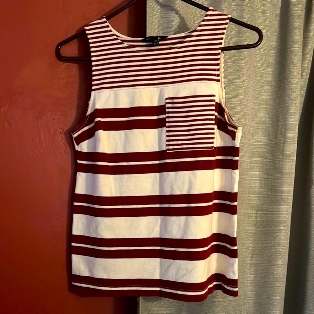 Banana Republic Red and White Striped Sleeveless Tank Top